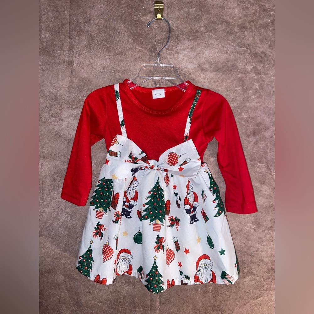 Festive holiday dress~Baby size 9-12 months~has hair tie & shoes (size 6-9)~NWOT - Picture 2 of 4
